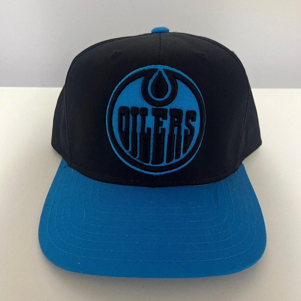 Black and Blue Reebok Oilers Hat